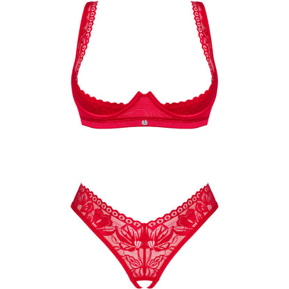 Obsessive Lacelove Red Cupless Lingerie Set