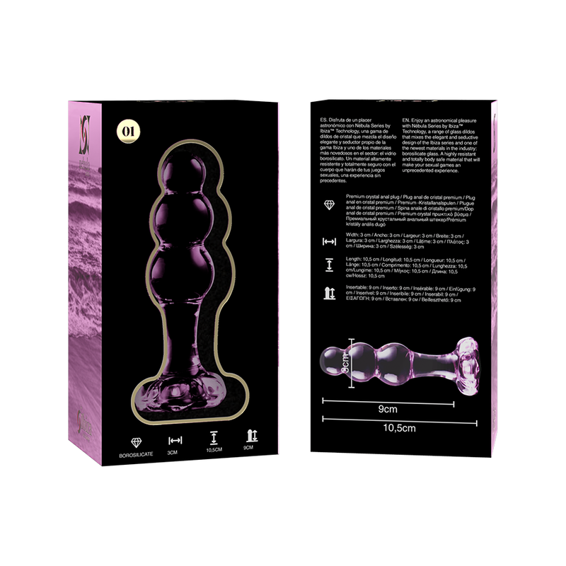 Nebula Series Model 1 Glass Butt Plug 10.7 x 3cm Pink