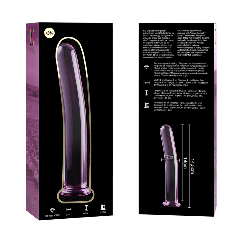 Nebula Series Model 8 Glass Dildo 14.5 x 2cm Pink