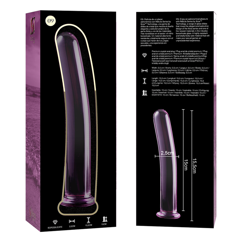 Nebula Series Model 9 Glass Dildo 15.5 x 2.5cm Pink