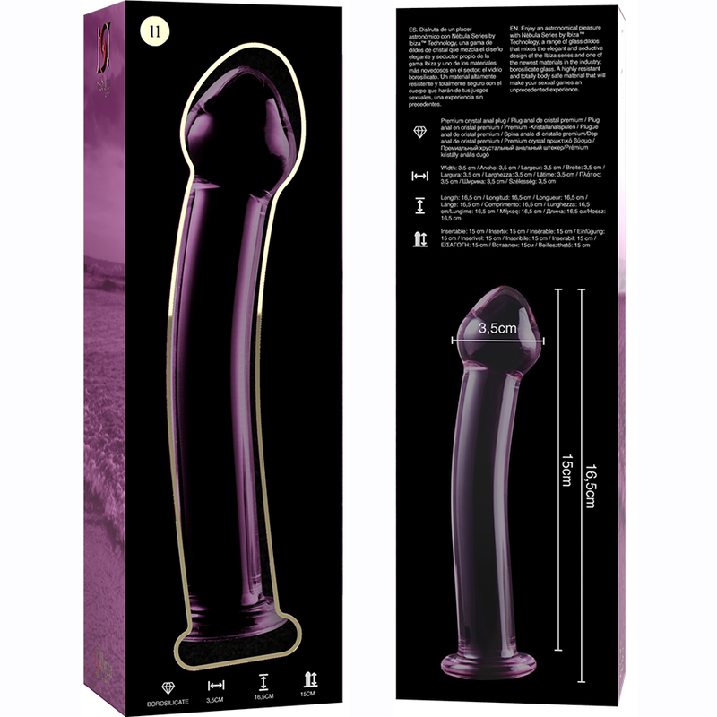 Nebula Series Model 11 Glass Dildo 16.5 x 3.5cm Pink