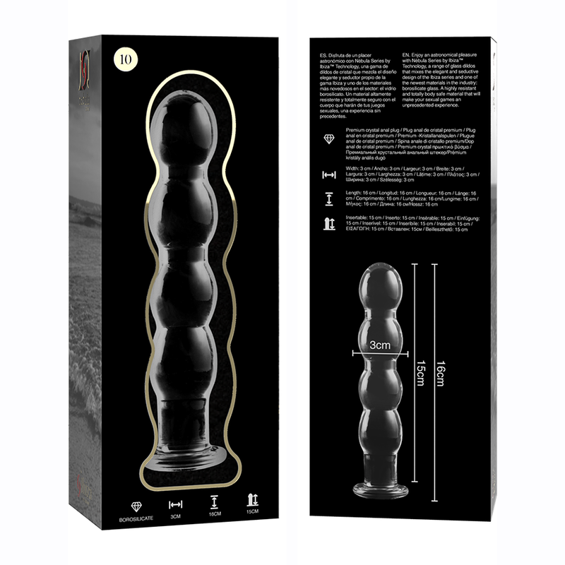 Nebula Series Model 10 Glass Dildo 16 x 3cm Clear