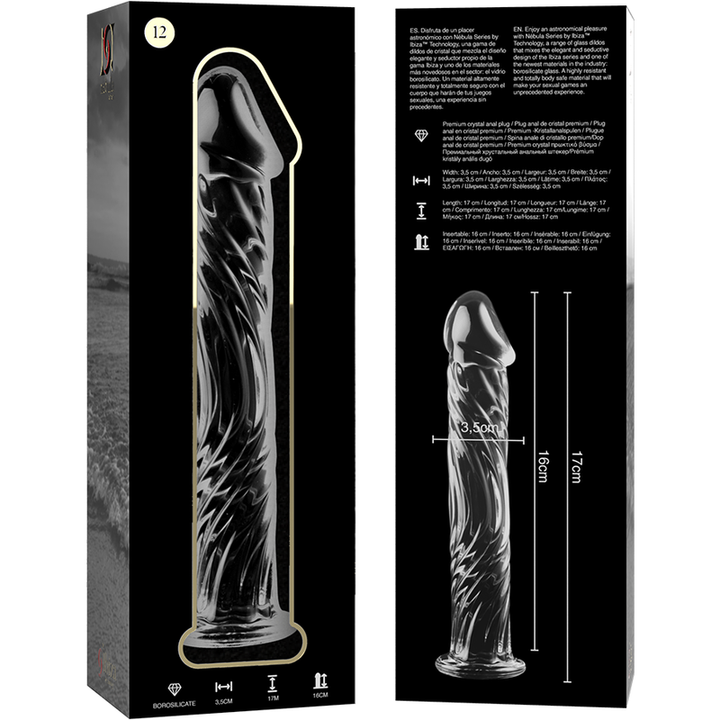 Nebula Series Model 12 Glass Dildo 17 x 3.5cm Clear