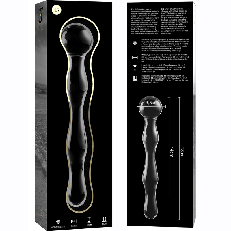 Nebula Series Model 13 Glass Dildo 18 x 3.5cm Clear