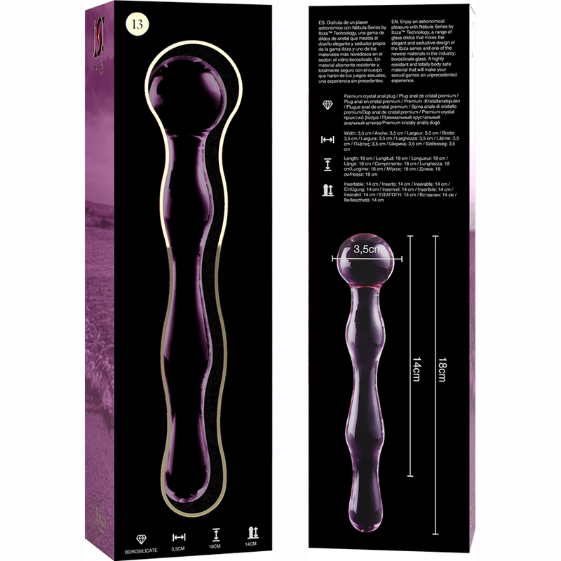 Nebula Series Model 13 Glass Dildo 18 x 3.5cm Pink