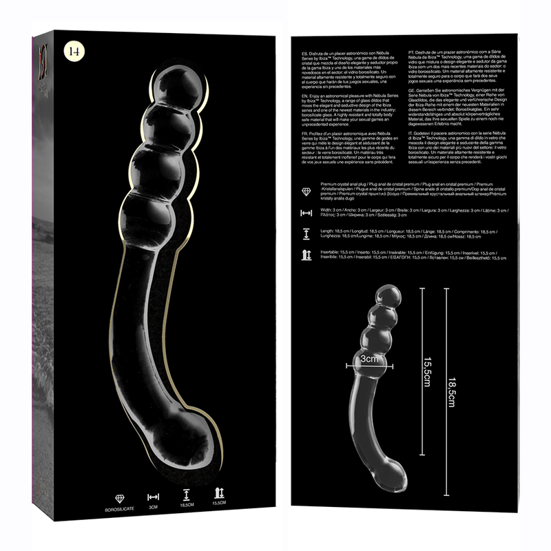 Nebula Series Model 14 Glass Dildo 18.5 x 3cm Clear