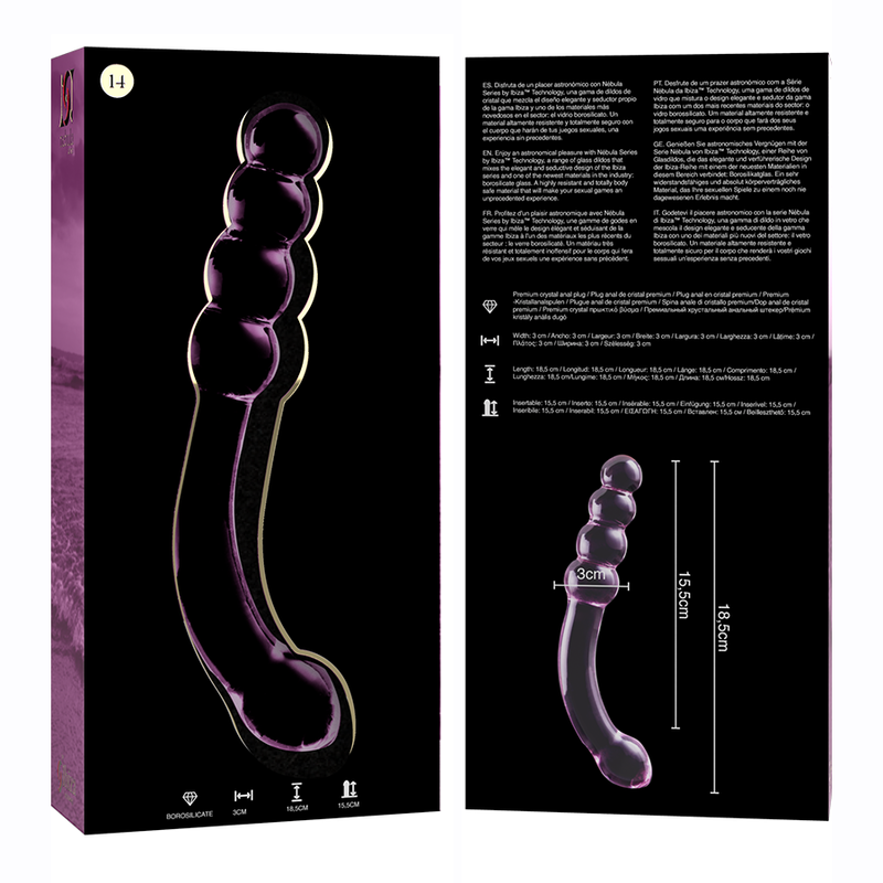 Nebula Series Model 14 Glass Dildo 18.5 x 3cm Pink