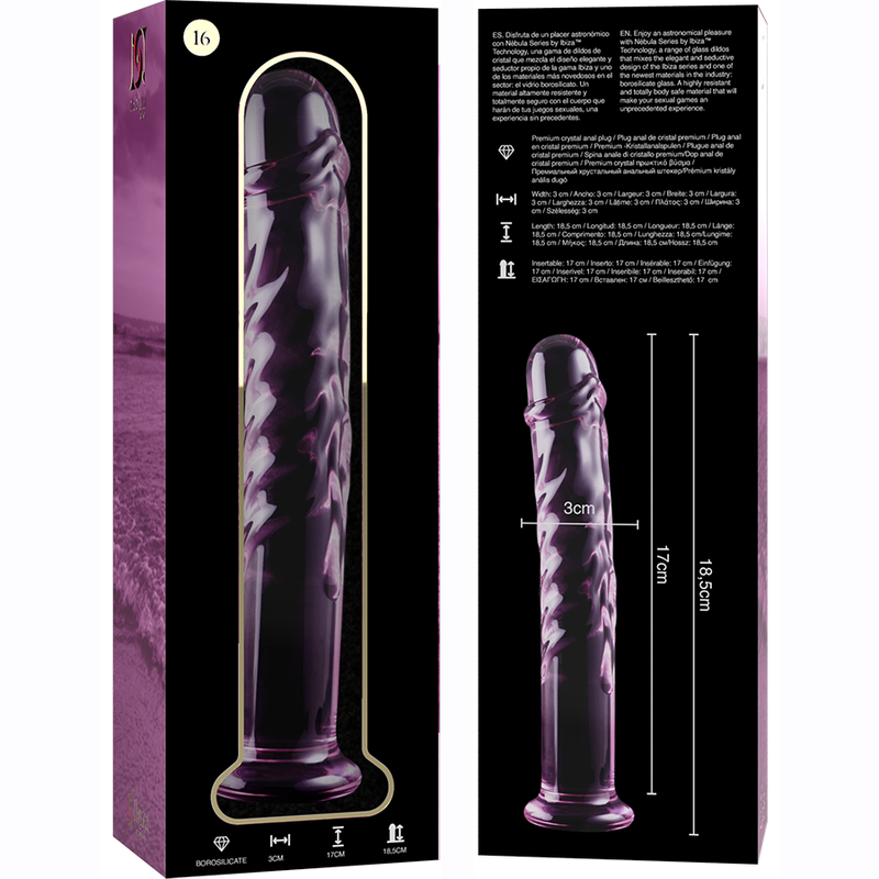 Nebula Series Model 16 Glass Dildo 18.5 x 3cm Pink