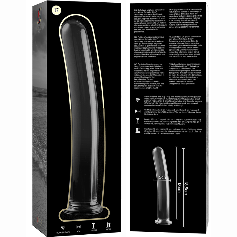 Nebula Series Model 17 Glass Dildo 18.5 x 3cm Clear