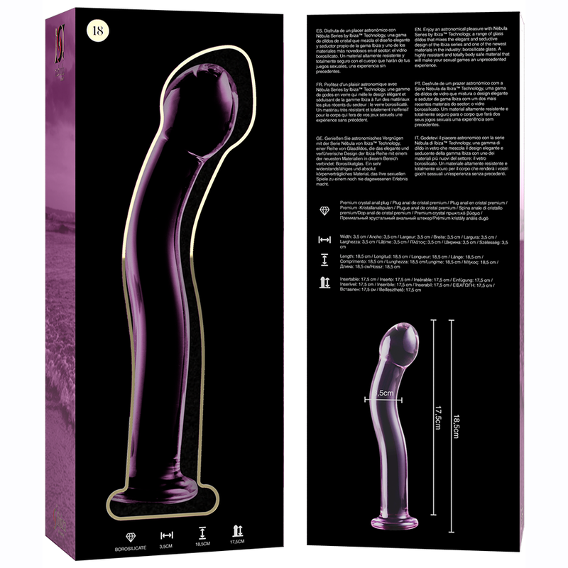 Nebula Series Model 18 Glass Dildo 18.5 x 3.5cm Pink