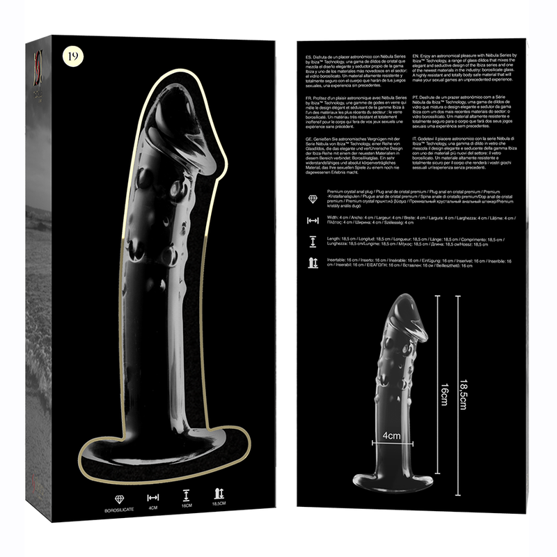 Nebula Series Model 19 Glass Dildo 18.5 x 4cm Clear