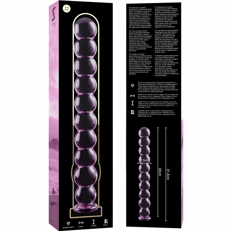 Nebula Series Model 22 Glass Dildo 21.5 x 2.5cm Pink