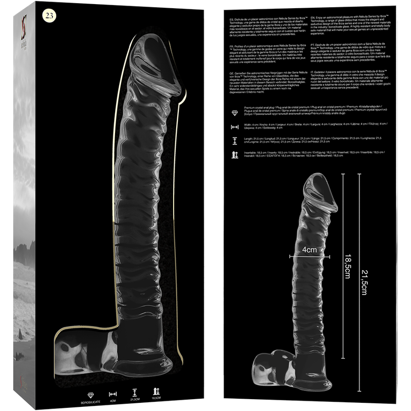 Nebula Series Model 23 Glass Dildo 21.5 x 4cm Clear