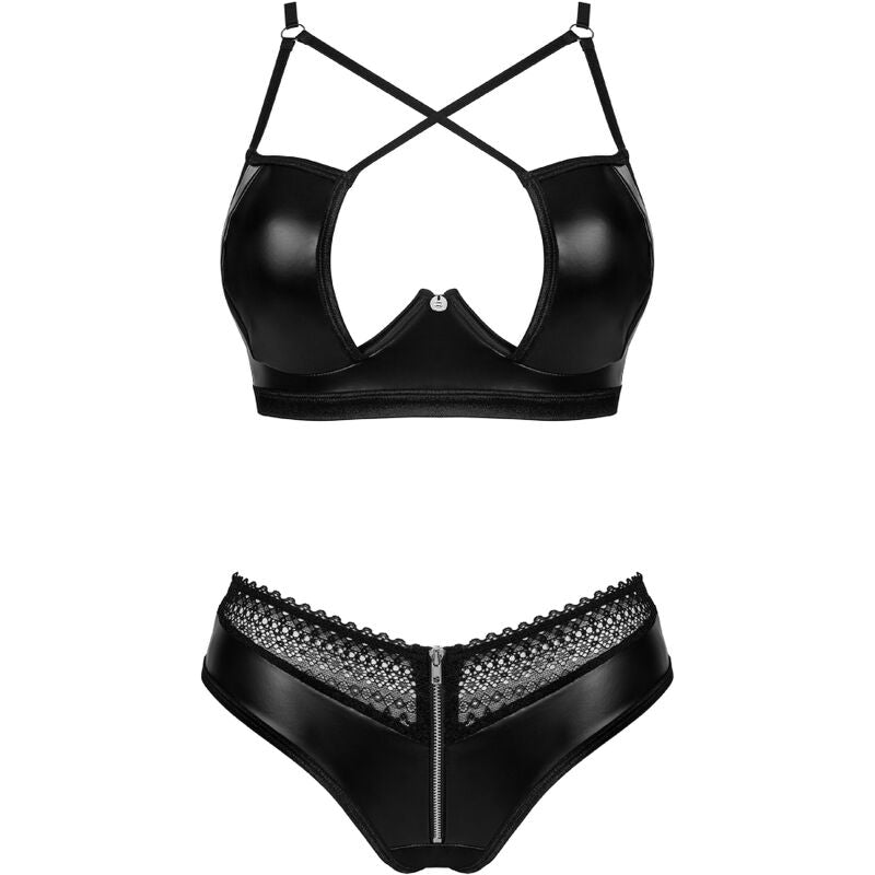 Obsessive Norides Wet Look Lingerie Set