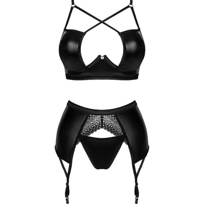 Obsessive Norides Wet Look 3 Piece Lingerie Set