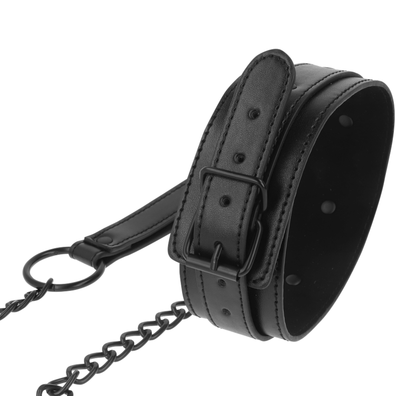 Intense Fetish Vegan Leather Collar with Lead