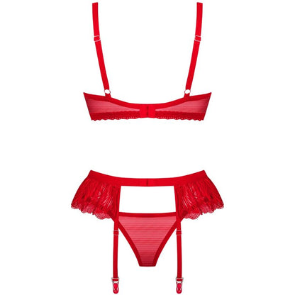 Obsessive Chilisa Red Lingerie Set With Garter Belt