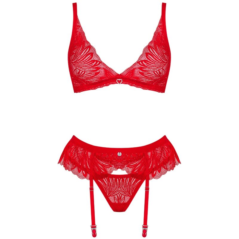 Obsessive Chilisa Red Lingerie Set With Garter Belt