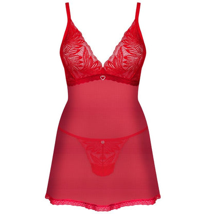 Obsessive Chilisa Red See-Through Babydoll & Thong