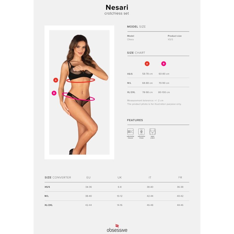 Obsessive Nesari Crotchless Lingerie Set