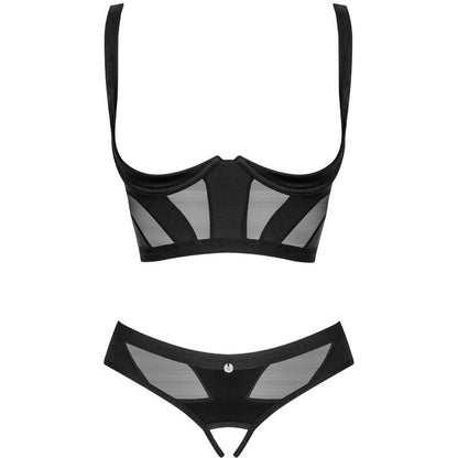 Obsessive Chic Amoria Black Cupless Bra & Crotchless Panties Lingerie Set