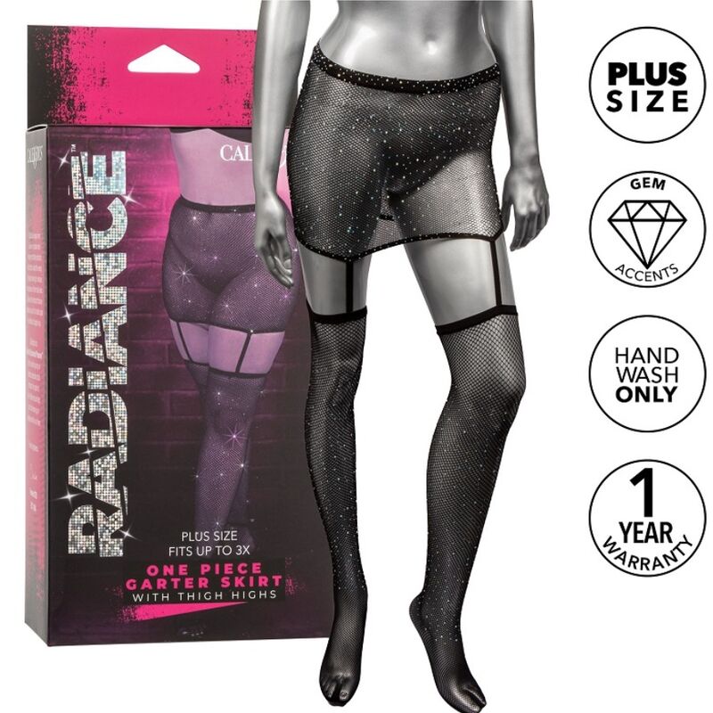 CalExotics Radiance Plus Size Garter Skirt With Thigh High Stockings