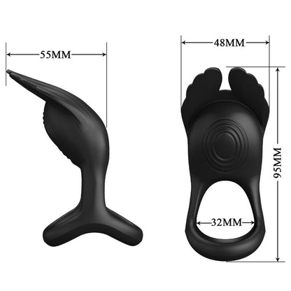 Pretty Love Silas Vibrating Silicone Penis Ring Black