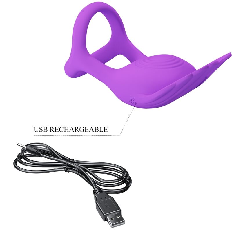 Pretty Love Silas Vibrating Silicone Penis Ring Purple