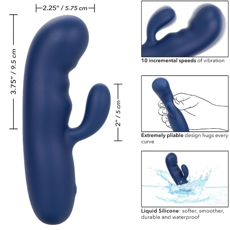 CalExotics Cashmere Silk Duo Rabbit Vibrator Blue