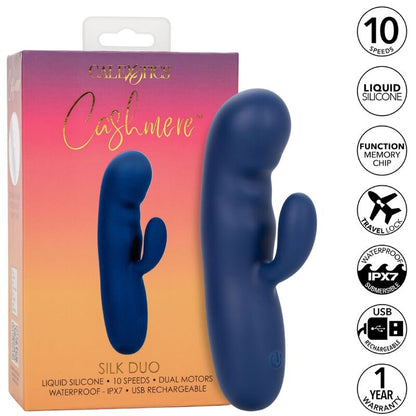 CalExotics Cashmere Silk Duo Rabbit Vibrator Blue