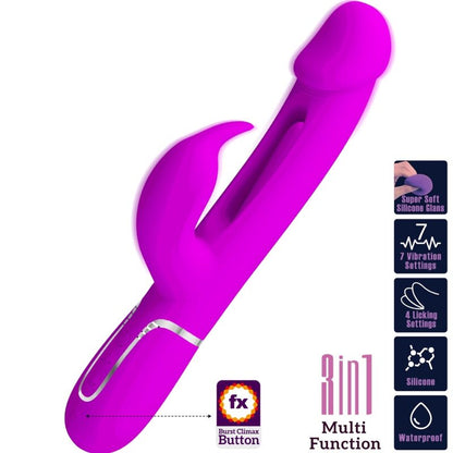 Pretty Love Kampas Rabbit 3 In 1 Multifunction Vibrator With Tongue Violet