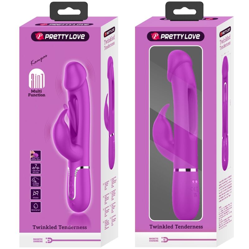 Pretty Love Kampas Rabbit 3 In 1 Multifunction Vibrator With Tongue Violet