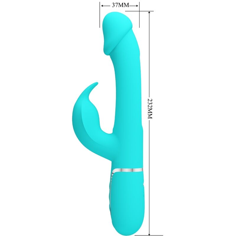 Pretty Love Kampas Rabbit 3 In 1 Multifunction Vibrator With Tongue Aqua