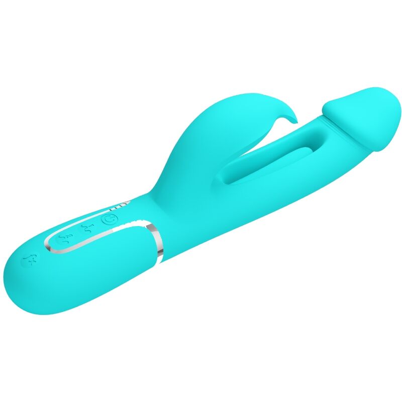 Pretty Love Kampas Rabbit 3 In 1 Multifunction Vibrator With Tongue Aqua