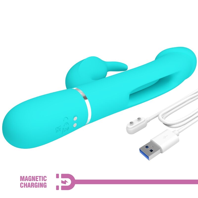 Pretty Love Kampas Rabbit 3 In 1 Multifunction Vibrator With Tongue Aqua