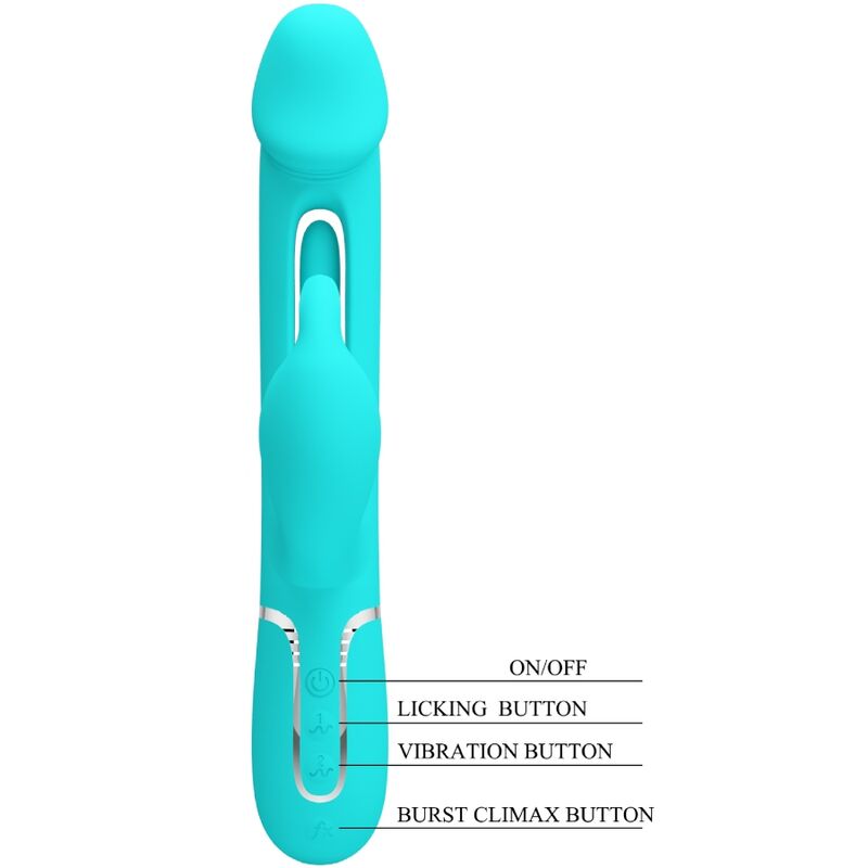 Pretty Love Kampas Rabbit 3 In 1 Multifunction Vibrator With Tongue Aqua