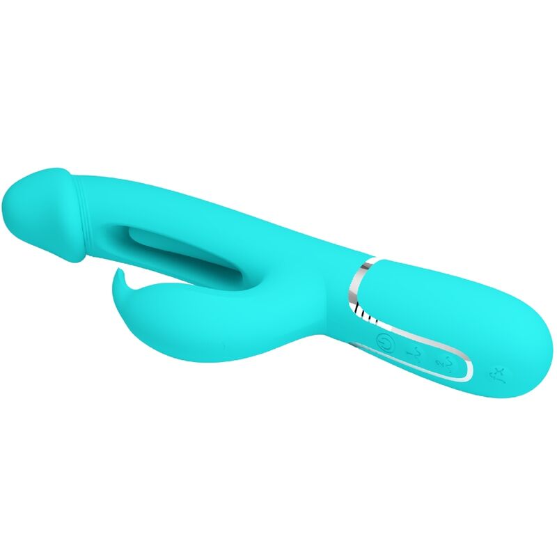 Pretty Love Kampas Rabbit 3 In 1 Multifunction Vibrator With Tongue Aqua