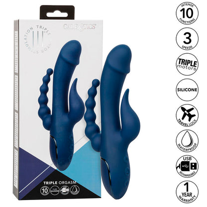 CalExotics Triple Orgasm Rabbit Vibrator Blue