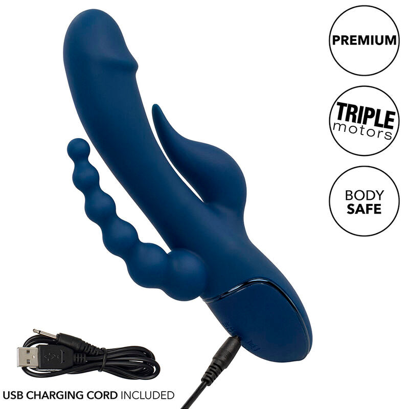 CalExotics Triple Orgasm Rabbit Vibrator Blue