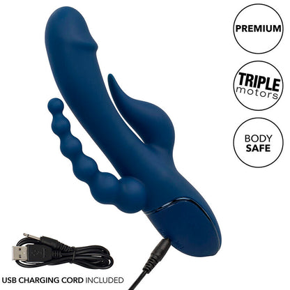 CalExotics Triple Orgasm Rabbit Vibrator Blue