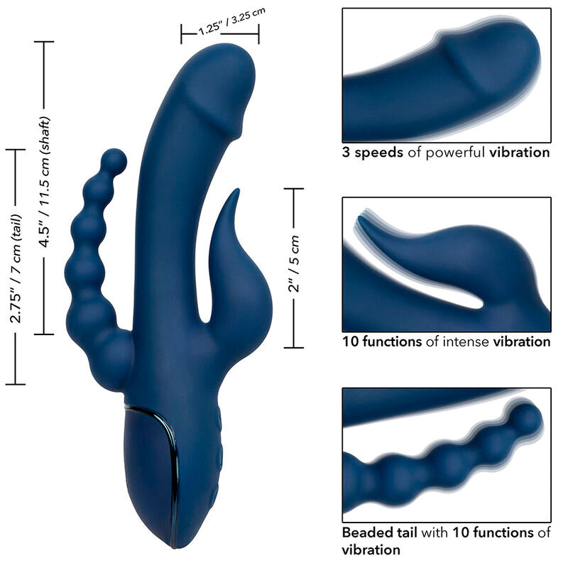 CalExotics Triple Orgasm Rabbit Vibrator Blue