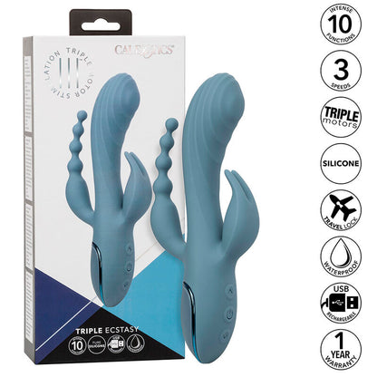 CalExotics Triple Ecstasy Rabbit Vibrator Grey