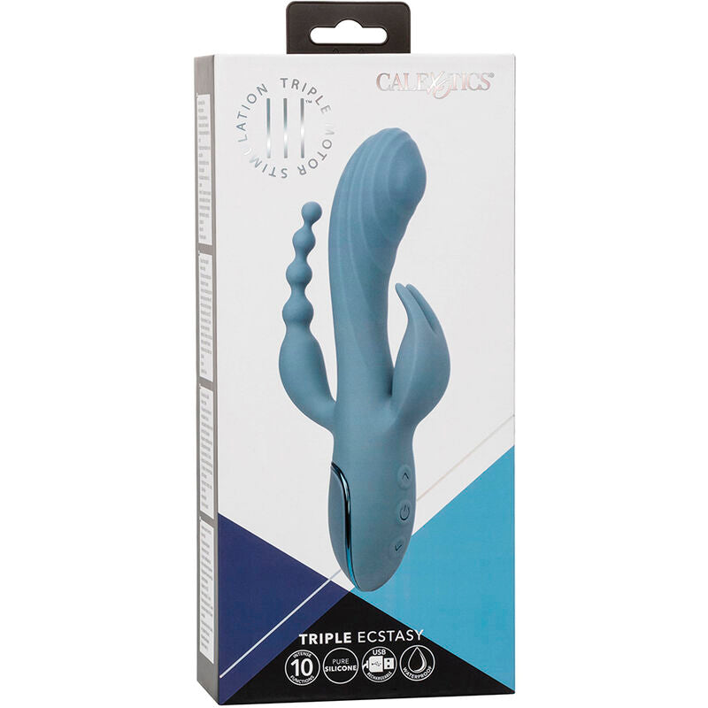 CalExotics Triple Ecstasy Rabbit Vibrator Grey