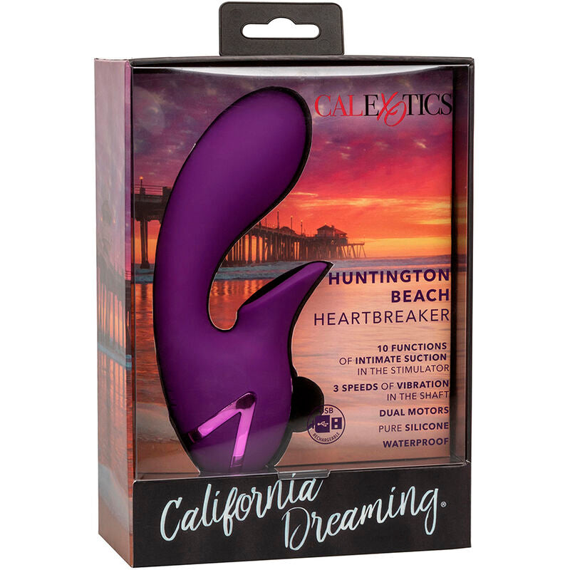 CalExotics Huntington Beach Heartbreaker Suction Rabbit Vibrator Purple