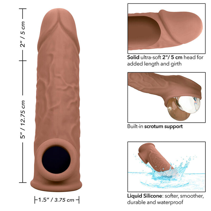 CalExotics Performance Maxx Life-Like Penis Extension 7 Inch Brown