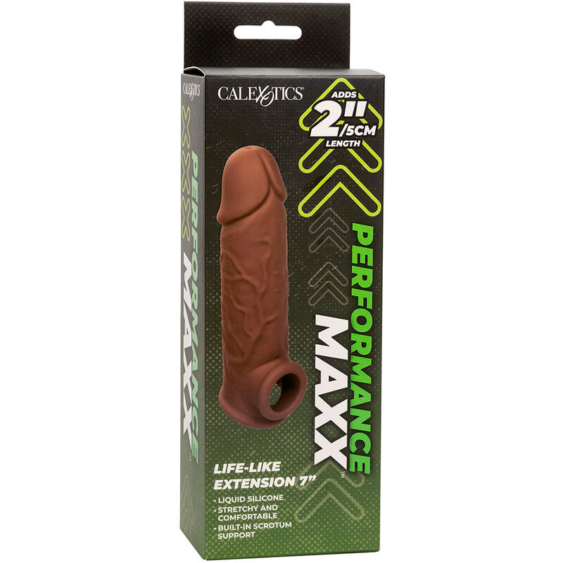 CalExotics Performance Maxx Life-Like Penis Extension 7 Inch Brown