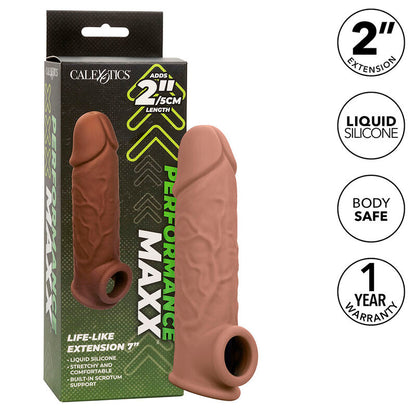 CalExotics Performance Maxx Life-Like Penis Extension 7 Inch Brown