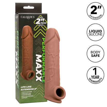 CalExotics Performance Maxx Life-Like Penis Extension 8 Inch Brown