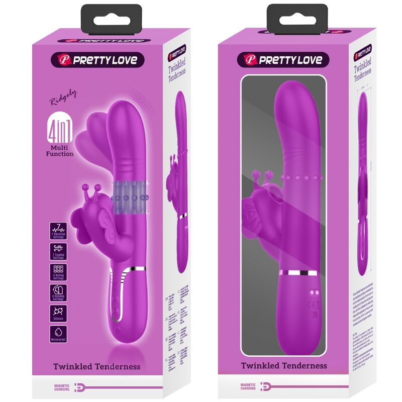 Pretty Love Butterfly Multifunction Rabbit Vibrator Fuchsia