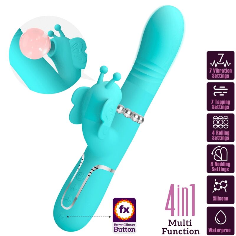 Pretty Love Butterfly Multifunction Rabbit Vibrator Aqua